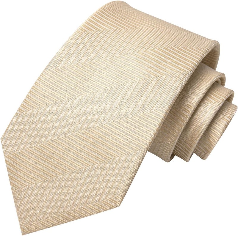Dubulle Mens Tie Set Solid Paisley Silk Striped Necktie for Men with Cufflinks Tie and Pocket Square - Image 3